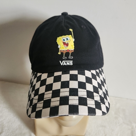 Vans x SpongeBob Court Side Dad Black White Checkered Hat Cap - Picture 3 of 15